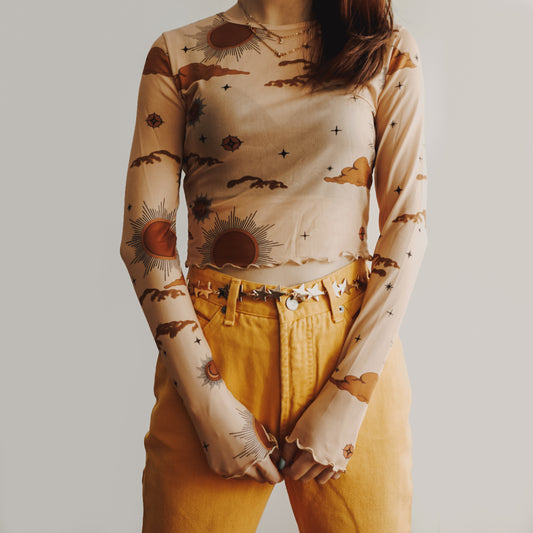 Sun & Moon Mesh Crop Top (2 Colors)