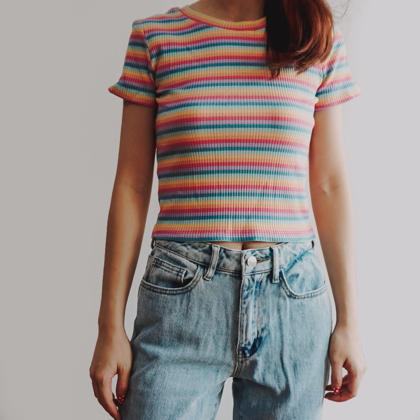 Rainbow Stripe Crop Top (4 Colors)