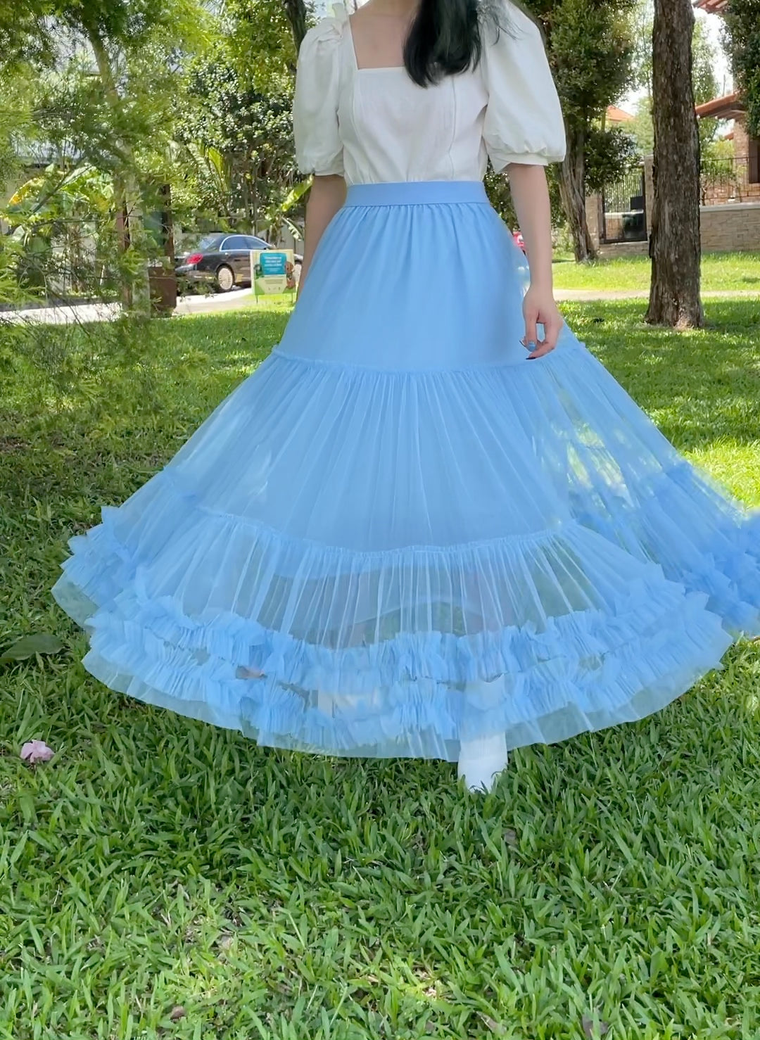 Ruffle Twirl Tulle Maxi Skirt (6 Colors)