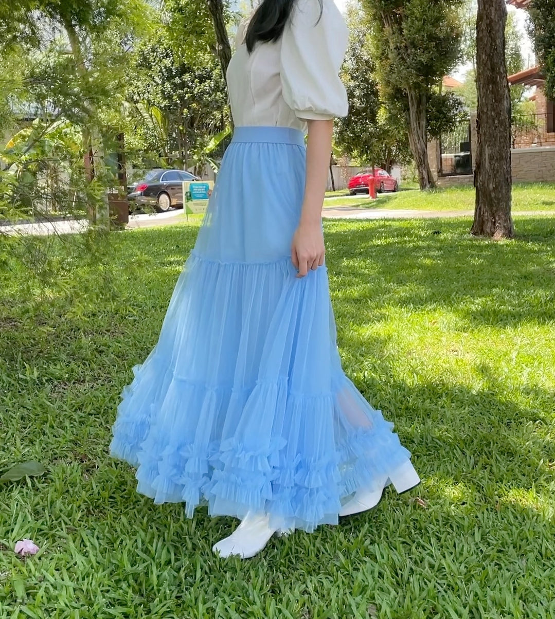Ruffle Twirl Tulle Maxi Skirt (6 Colors)