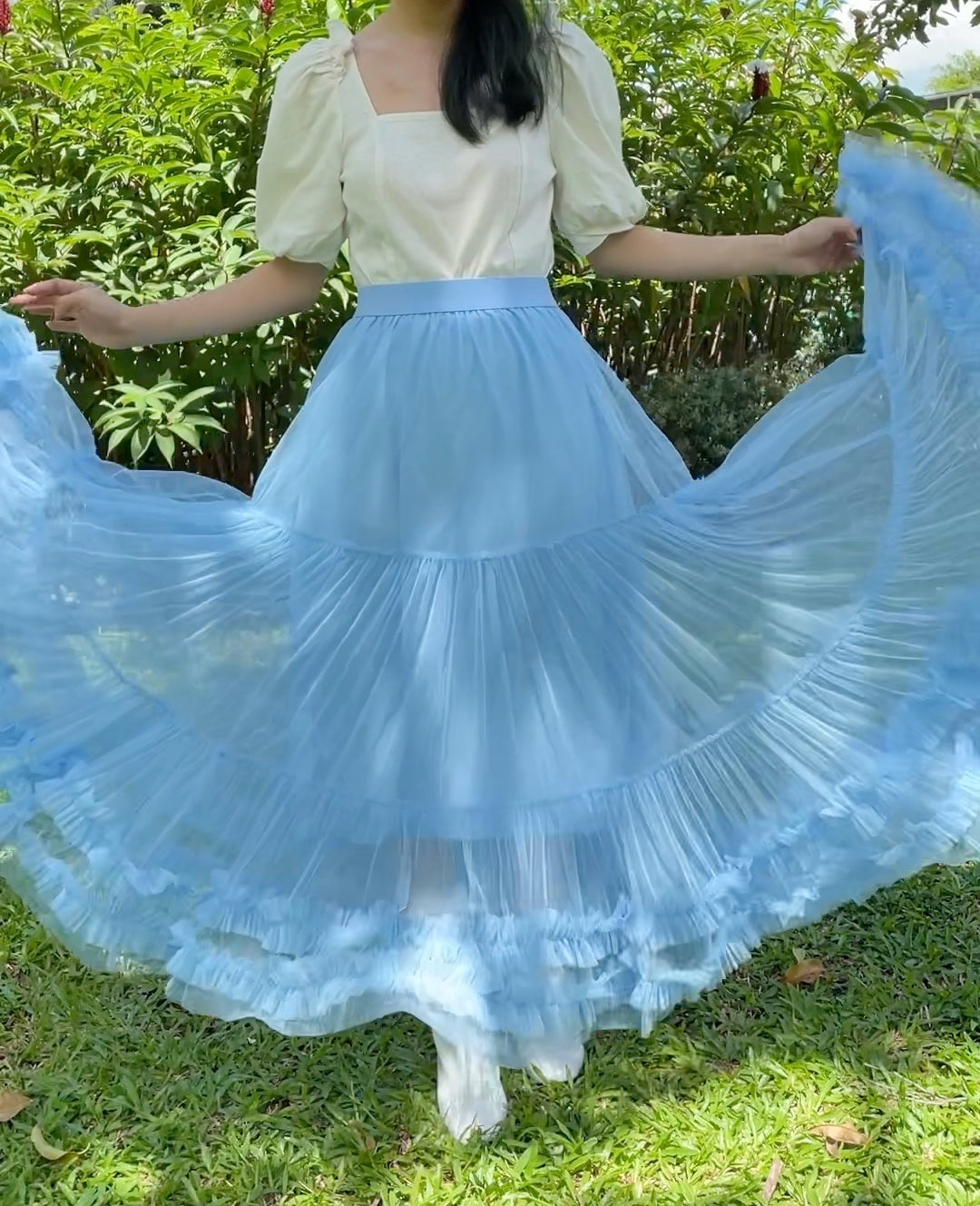 Ruffle Twirl Tulle Maxi Skirt (6 Colors)