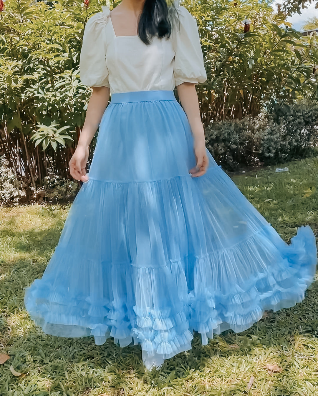 Ruffle Twirl Tulle Maxi Skirt (6 Colors)