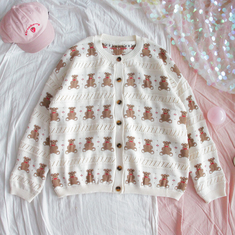 Teddy Bear Cardigan (White)