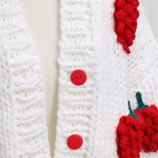 Chunky Strawberry Cropped Cardigan (2 Colors)