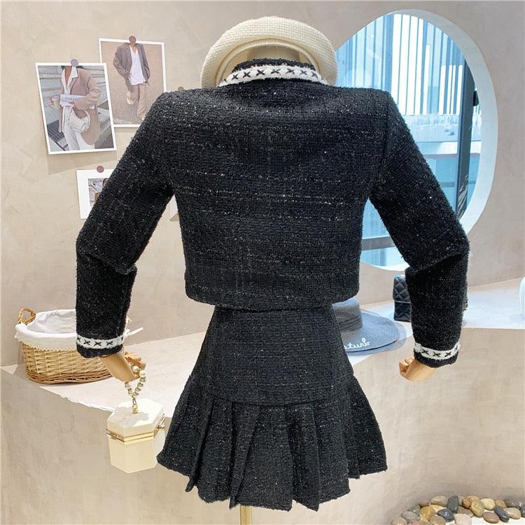 Simple Chic Tweed Set (Black)
