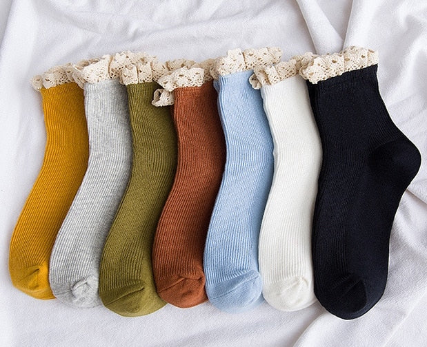 Frilly Lace Socks (7 Colors)