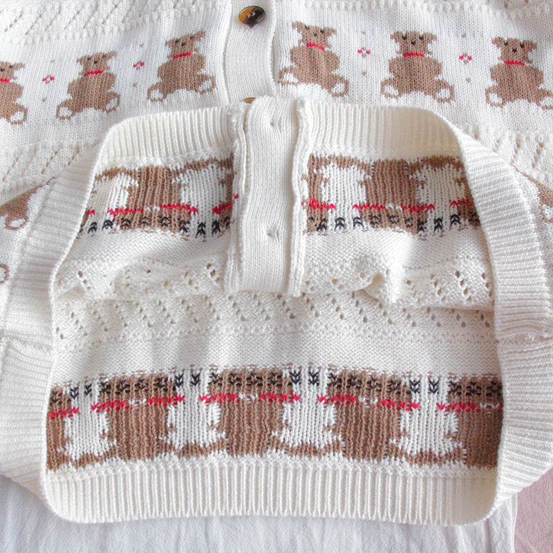 Teddy Bear Cardigan (White)