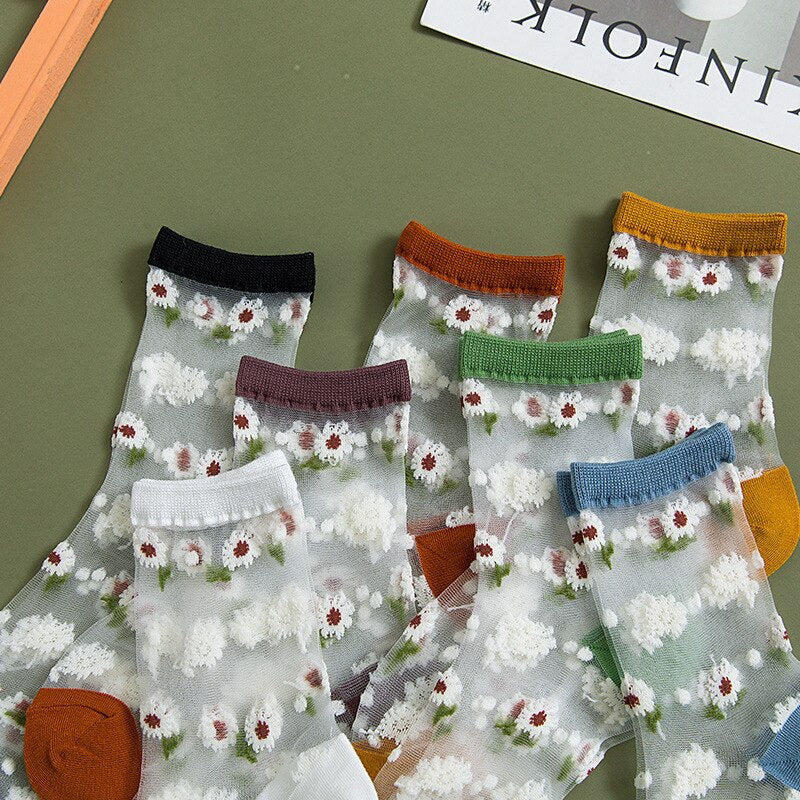 Sheer Daisy Socks (7 Colors)