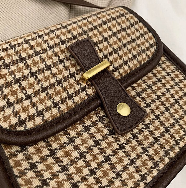 Houndstooth Plaid Crossbody Bag (3 Colors)