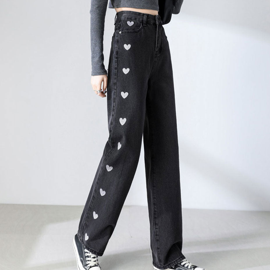 Embroidered Heart Jeans (2 Colors)