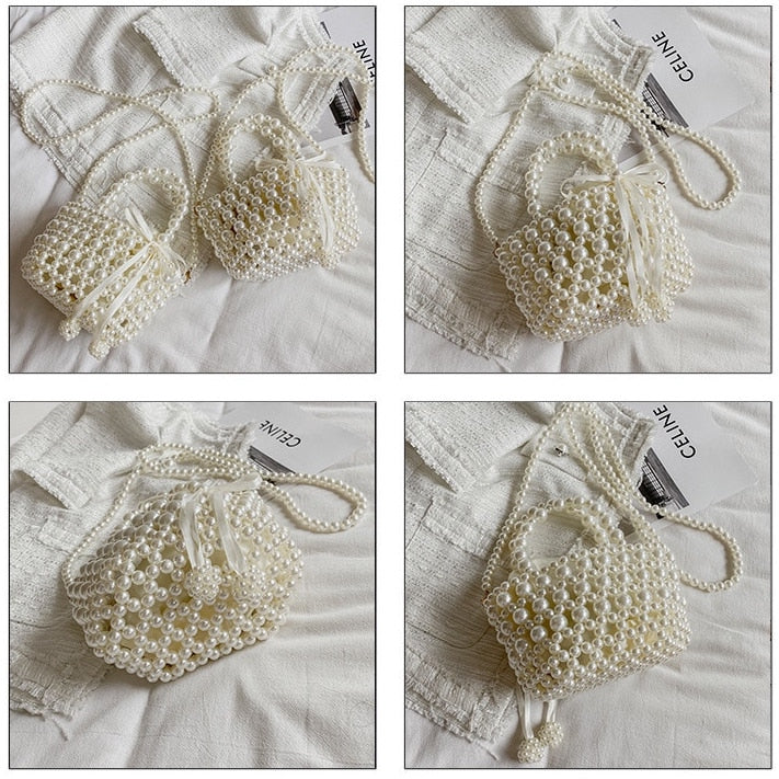 Mini Pearl Beaded Bag (White)