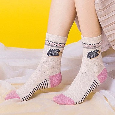 Hedgehog Sock Set (Beige/Pink)