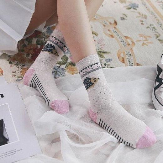 Hedgehog Sock Set (Beige/Pink)