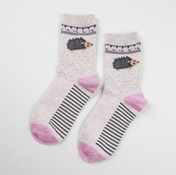 Hedgehog Sock Set (Beige/Pink)