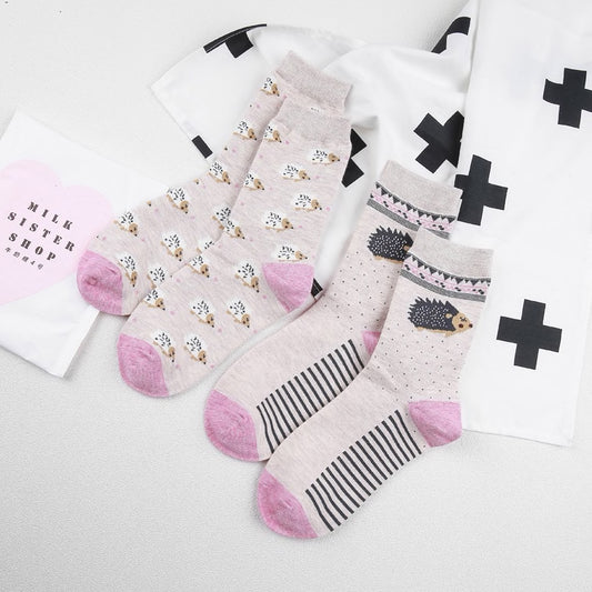 Hedgehog Sock Set (Beige/Pink)