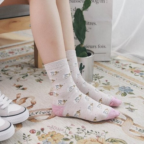 Hedgehog Sock Set (Beige/Pink)