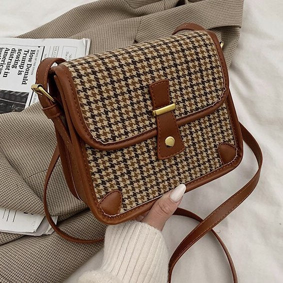Houndstooth Plaid Crossbody Bag (3 Colors)