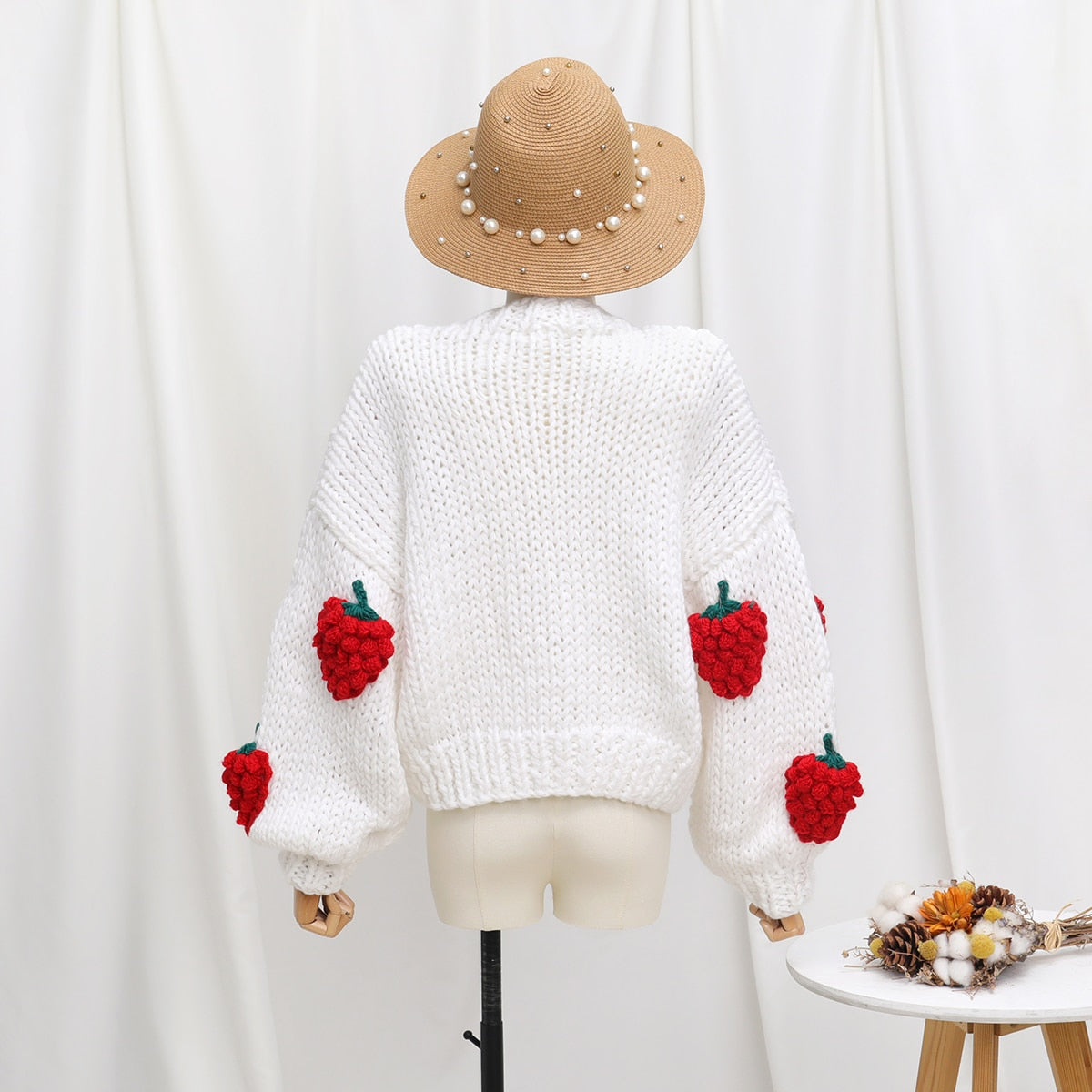 Chunky Strawberry Cropped Cardigan (2 Colors)