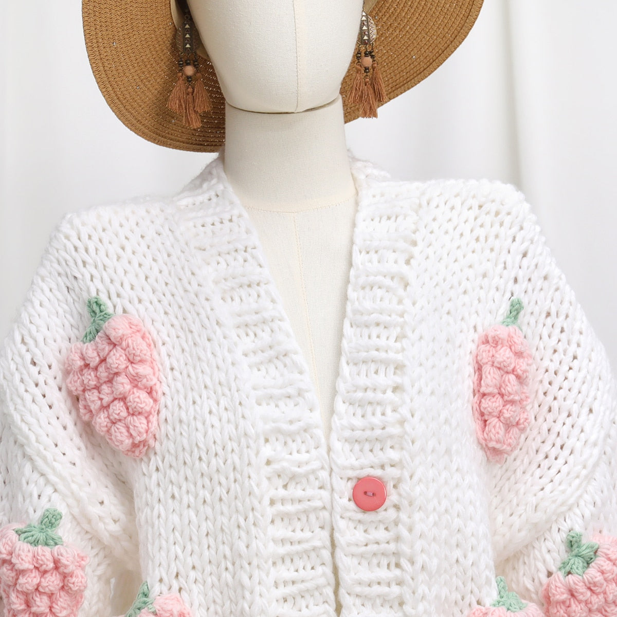 Chunky Strawberry Cropped Cardigan (2 Colors)