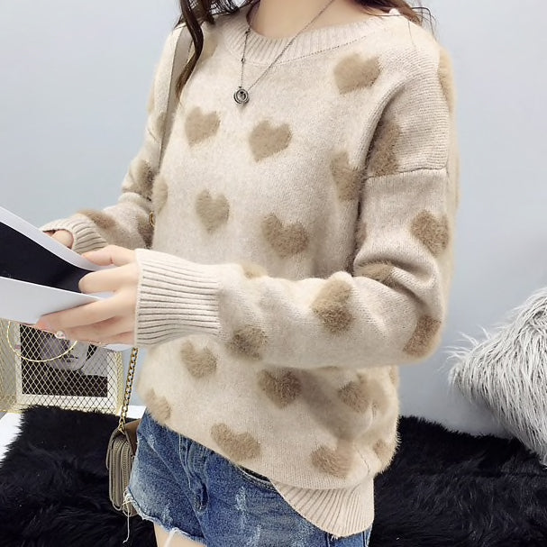 Fuzzy Hearts Sweater (4 Colors)