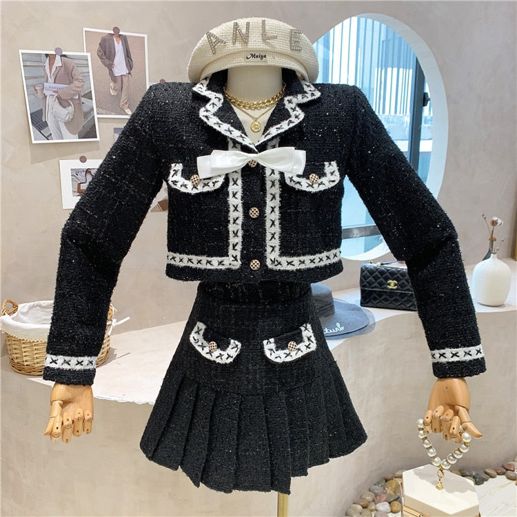 Simple Chic Tweed Set (Black)