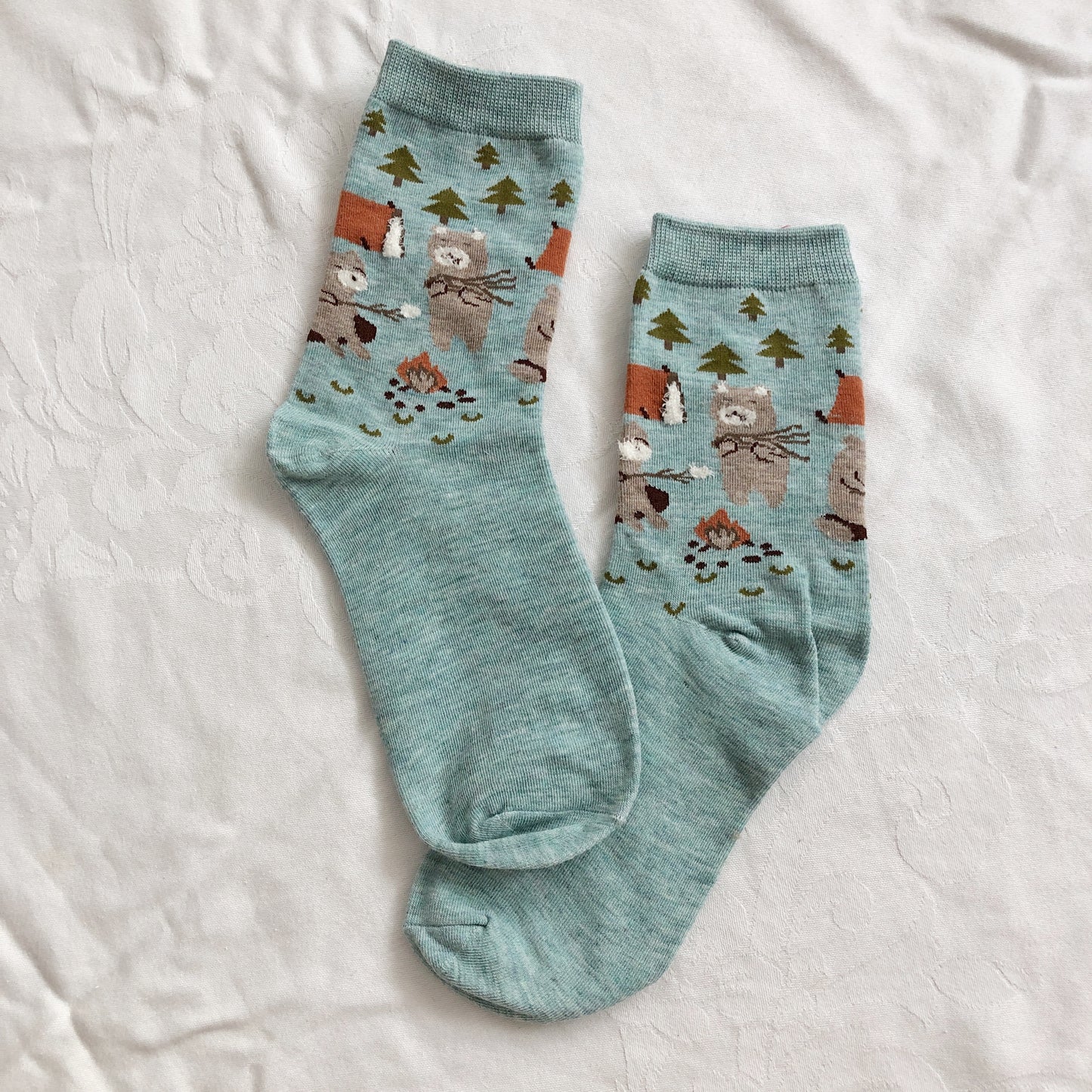 Campfire Bear Sock Set (Turquoise/Gray)