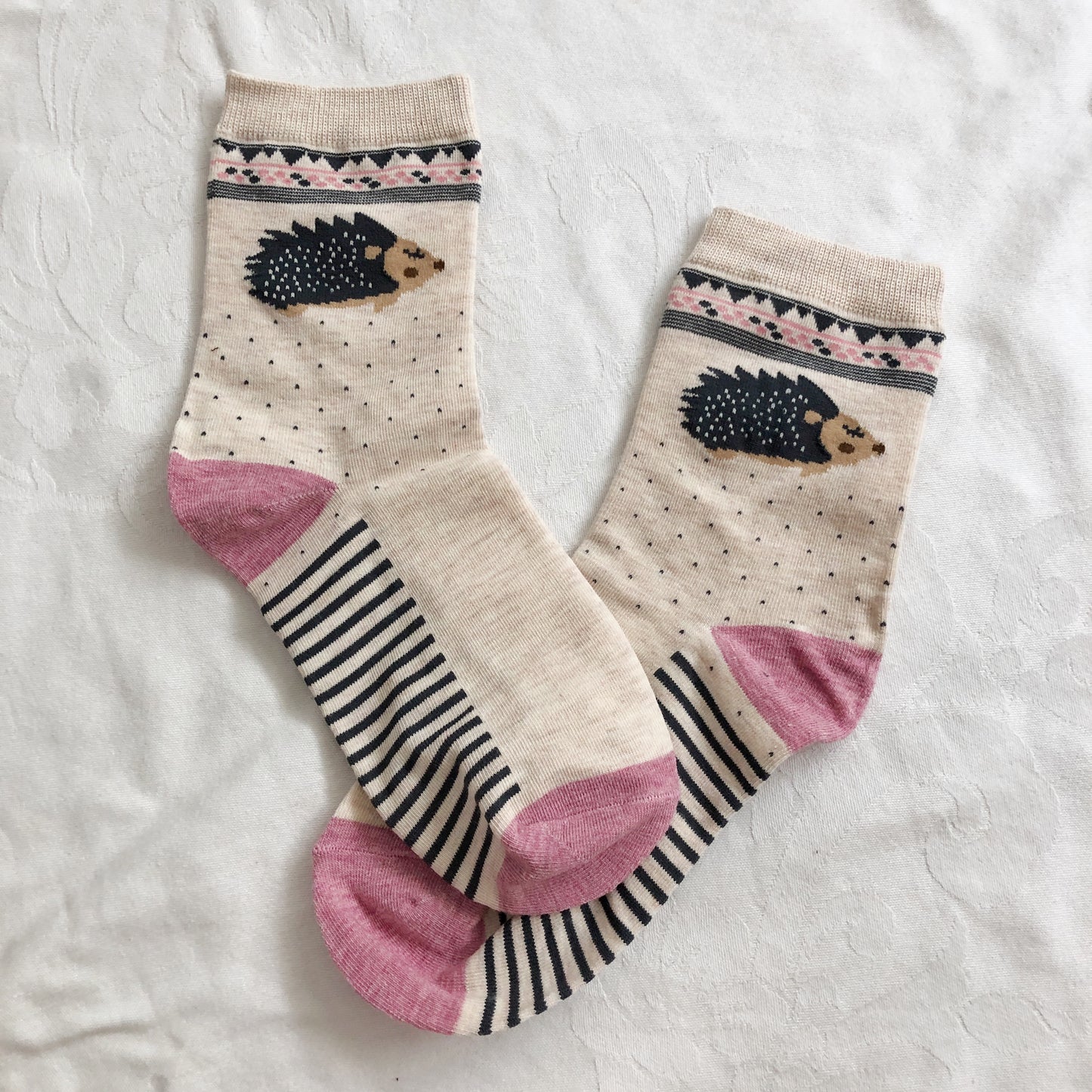 Hedgehog Sock Set (Beige/Pink)