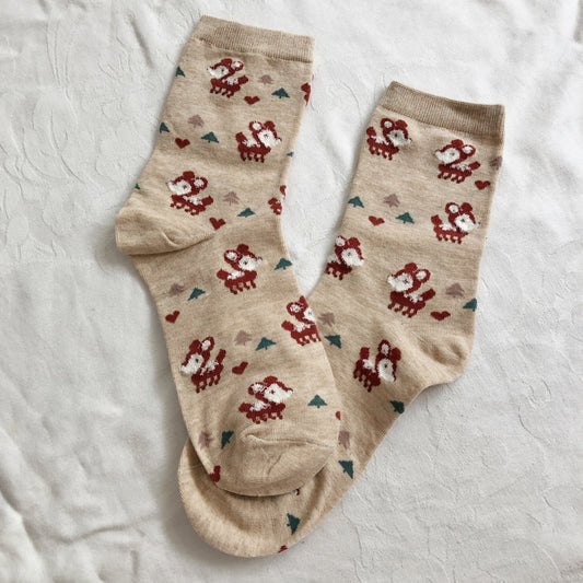 Spotted Deer Sock Set (Rust/Khaki)