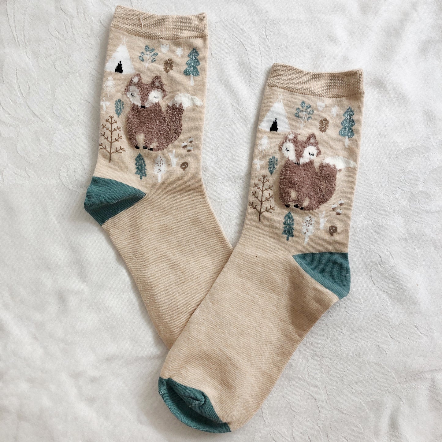 Forest Fox Sock Set (Khaki/Gray)