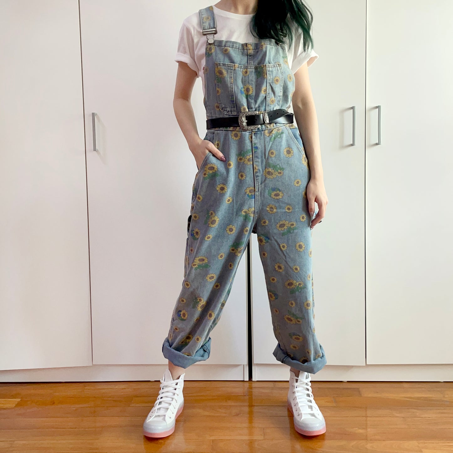 Sunflower Denim Overalls (Light Blue)