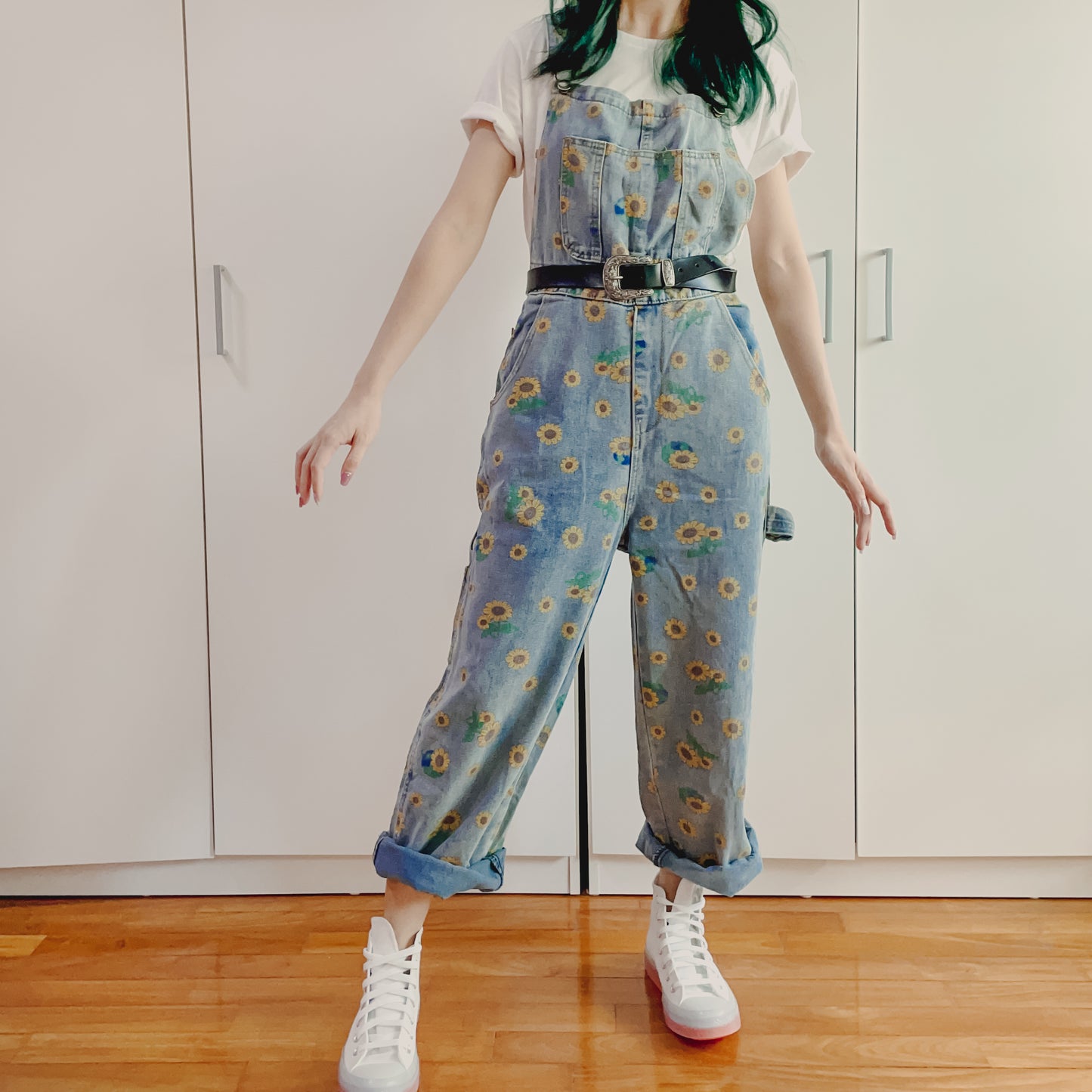 Sunflower Denim Overalls (Light Blue)