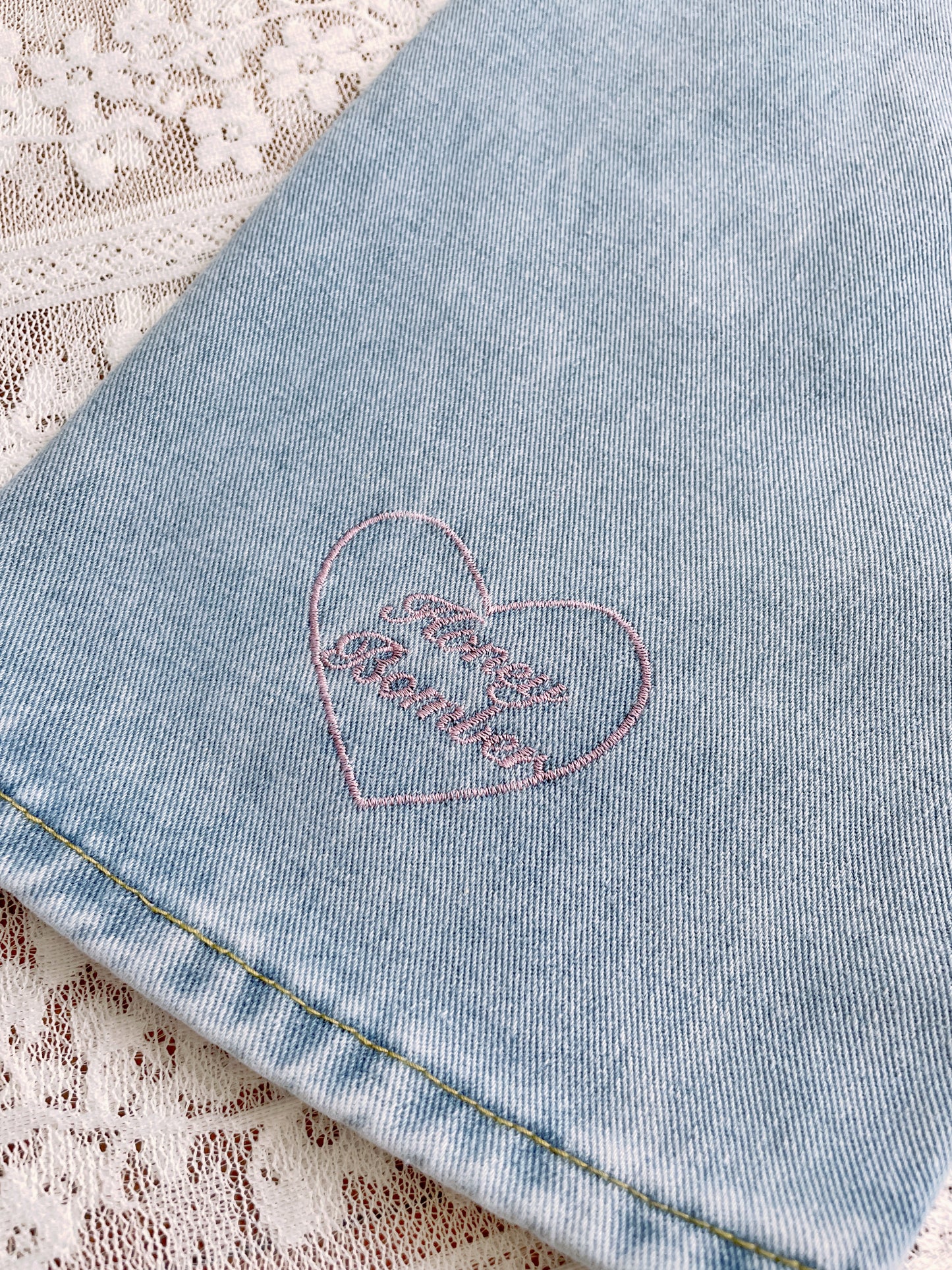 Lover Heart Embroidered Jeans (Light Denim)