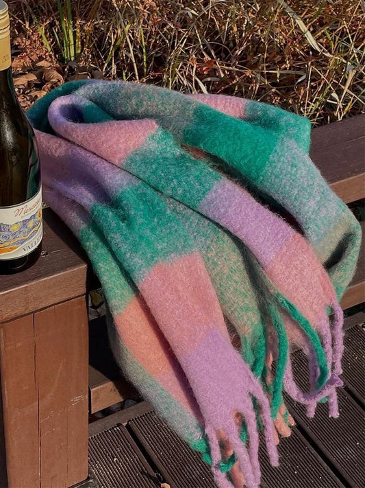 Pastel Colorblock Scarf (Purple/Green)