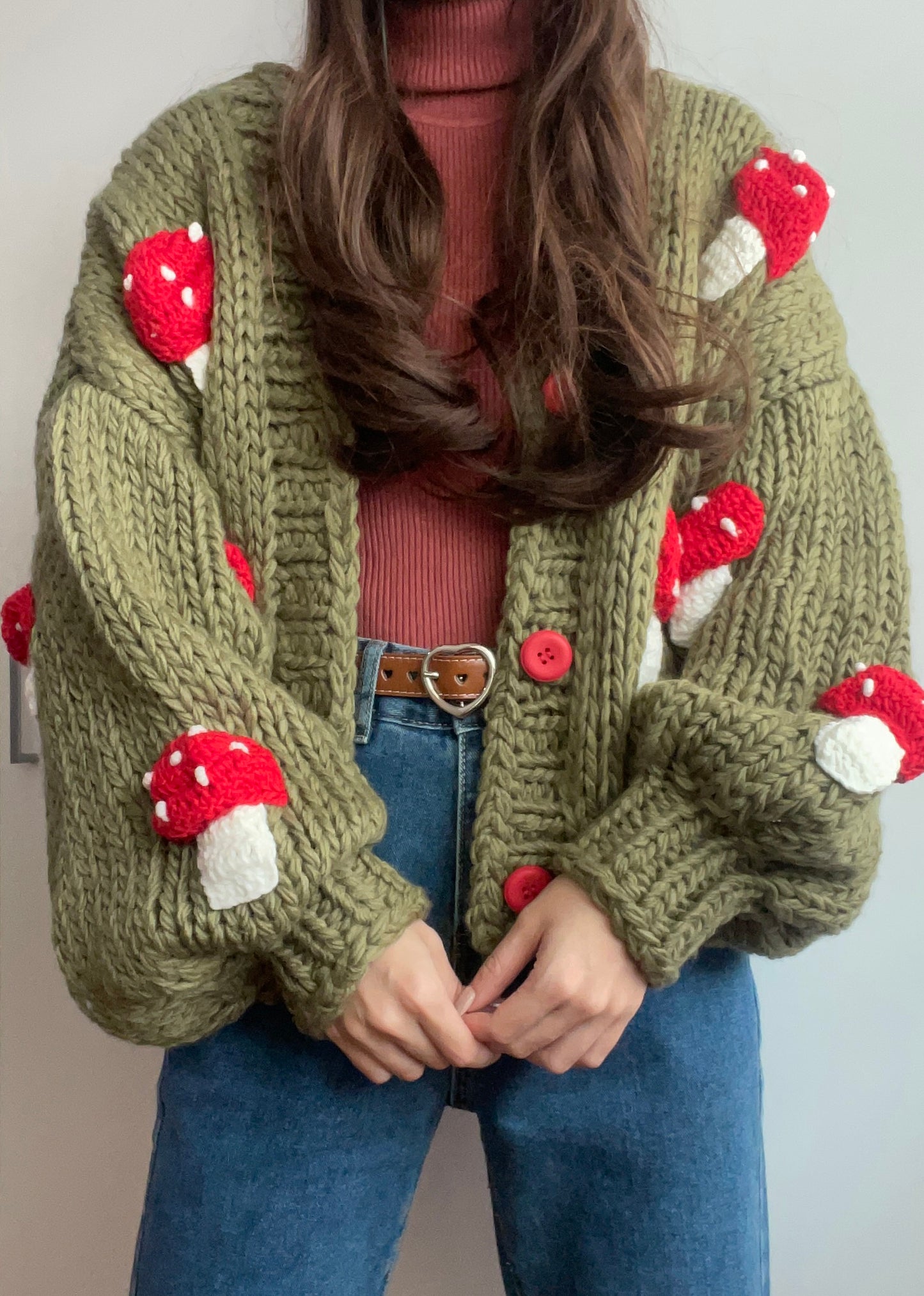 Chunky Mushroom Cropped Cardigan (2 Colors)