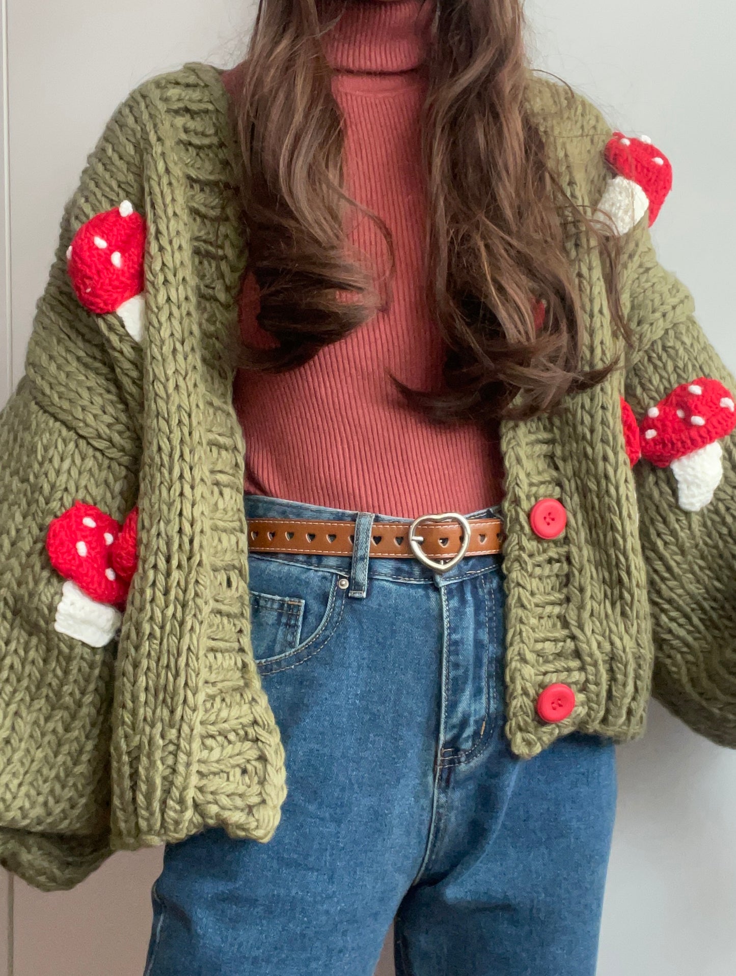 Chunky Mushroom Cropped Cardigan (2 Colors)
