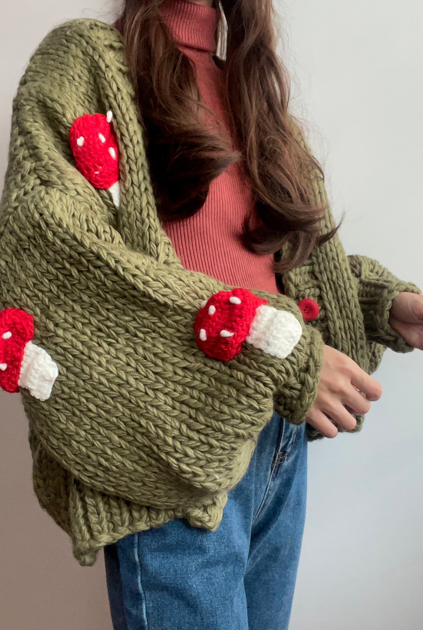 Chunky Mushroom Cropped Cardigan (2 Colors)