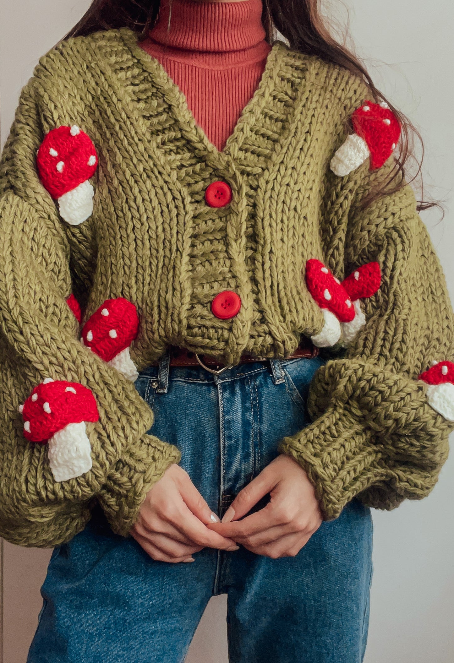 Chunky Mushroom Cropped Cardigan (2 Colors)
