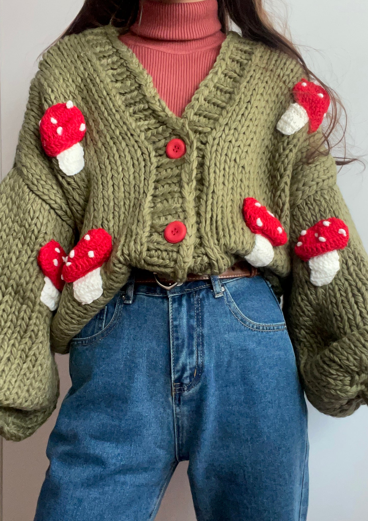 Chunky Mushroom Cropped Cardigan (2 Colors)