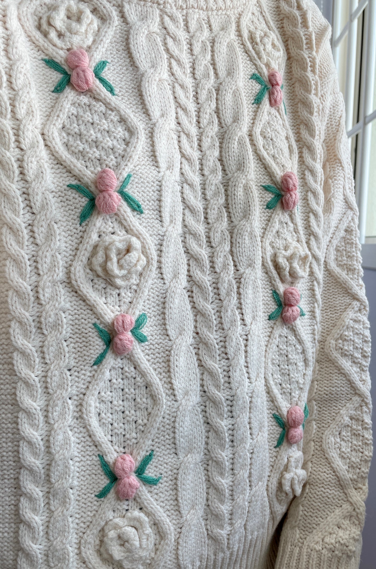 Sweet Rose Cable Knit Sweater (3 Colors)