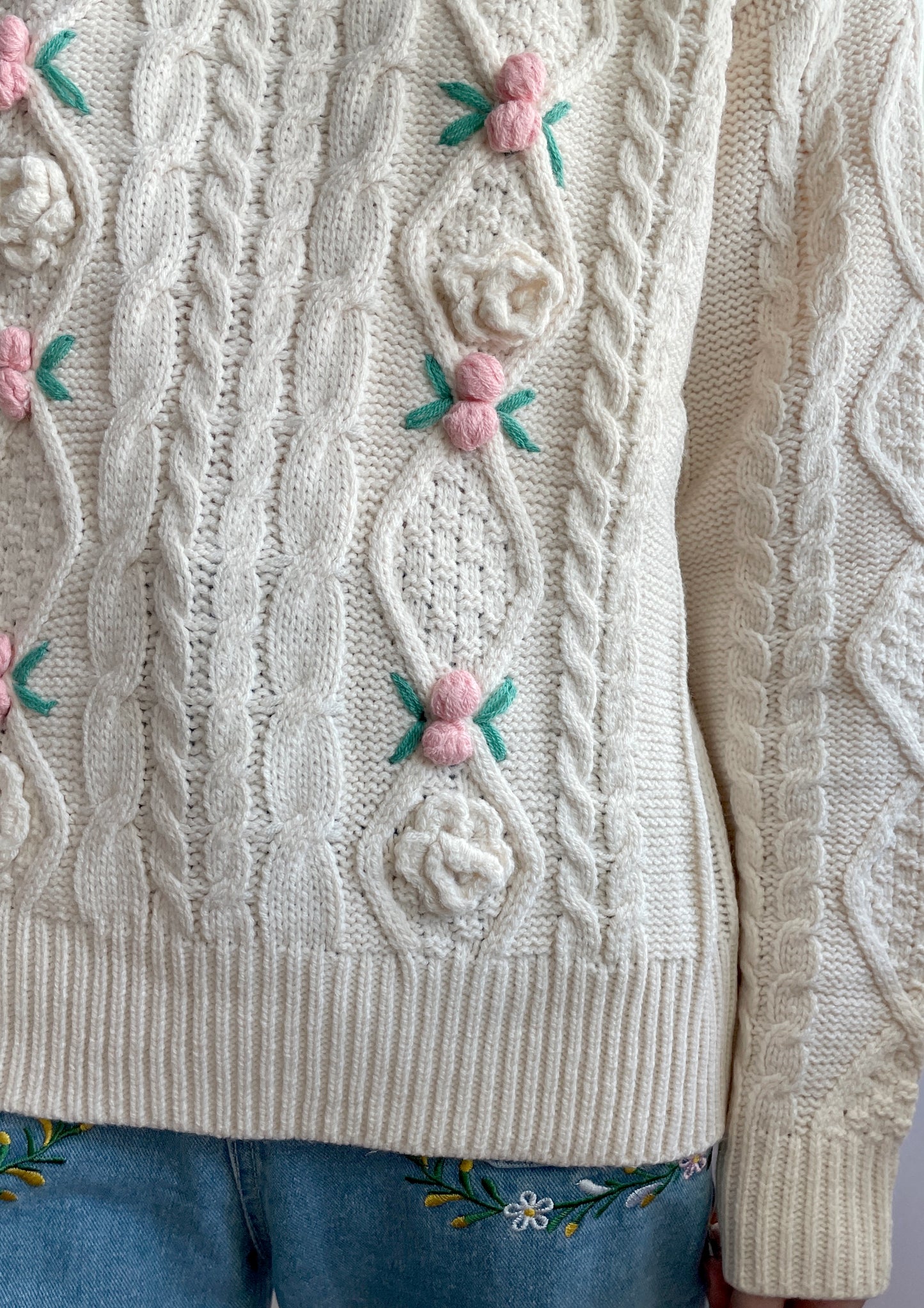 Sweet Rose Cable Knit Sweater (3 Colors)