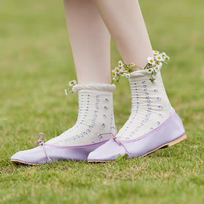 Floral Plaid Sock Set (Purple)