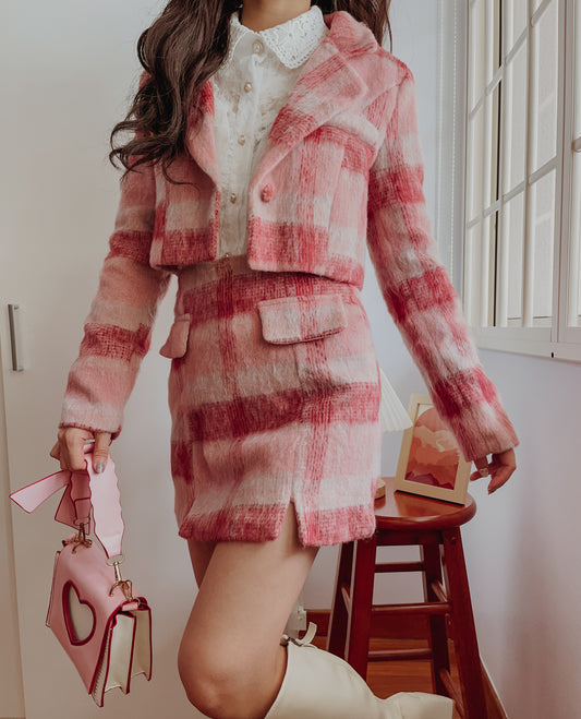 Candy Check Tweed Set (Pink)
