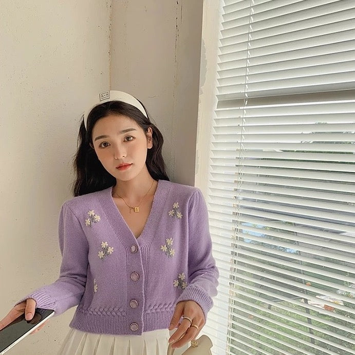 Ditsy Floral Embroidered Cardigan (3 Colors)