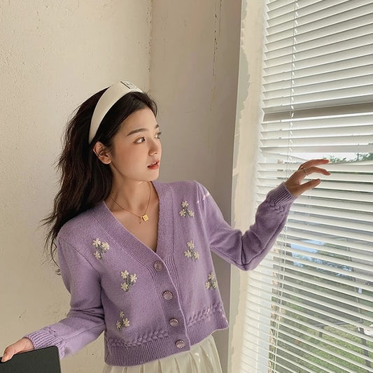 Ditsy Floral Embroidered Cardigan (3 Colors)