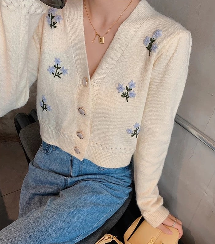 Ditsy Floral Embroidered Cardigan (3 Colors)
