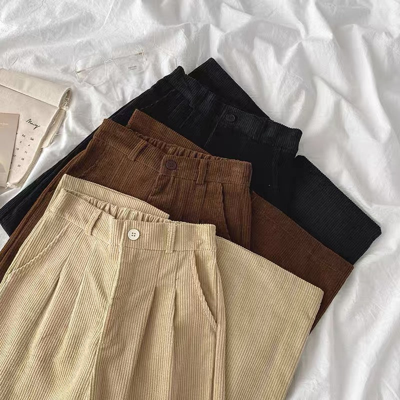 Pleated Corduroy Pants (4 Colors)