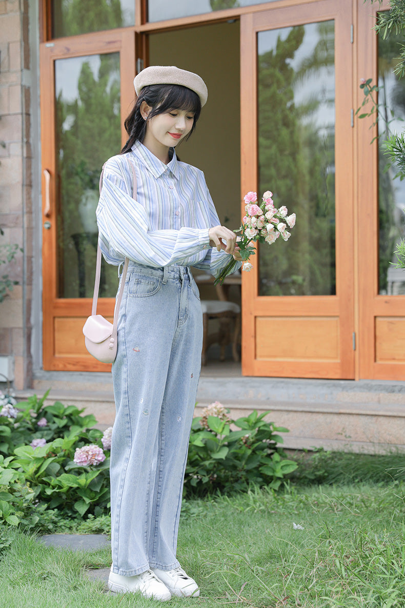 Saturn Embroidered Jeans (Light Denim)