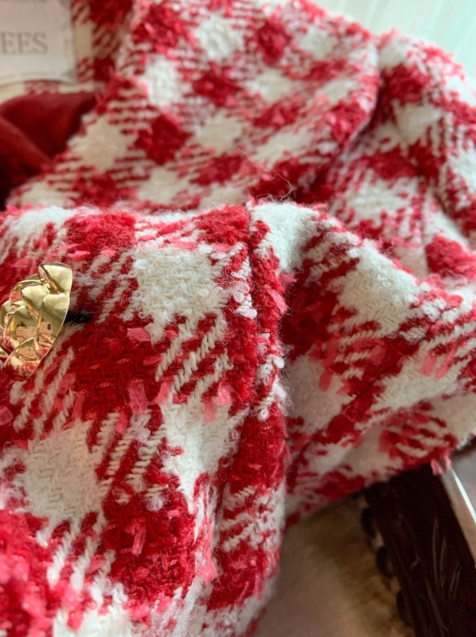 Candy Cane Gingham Dress Coat (Red/White)