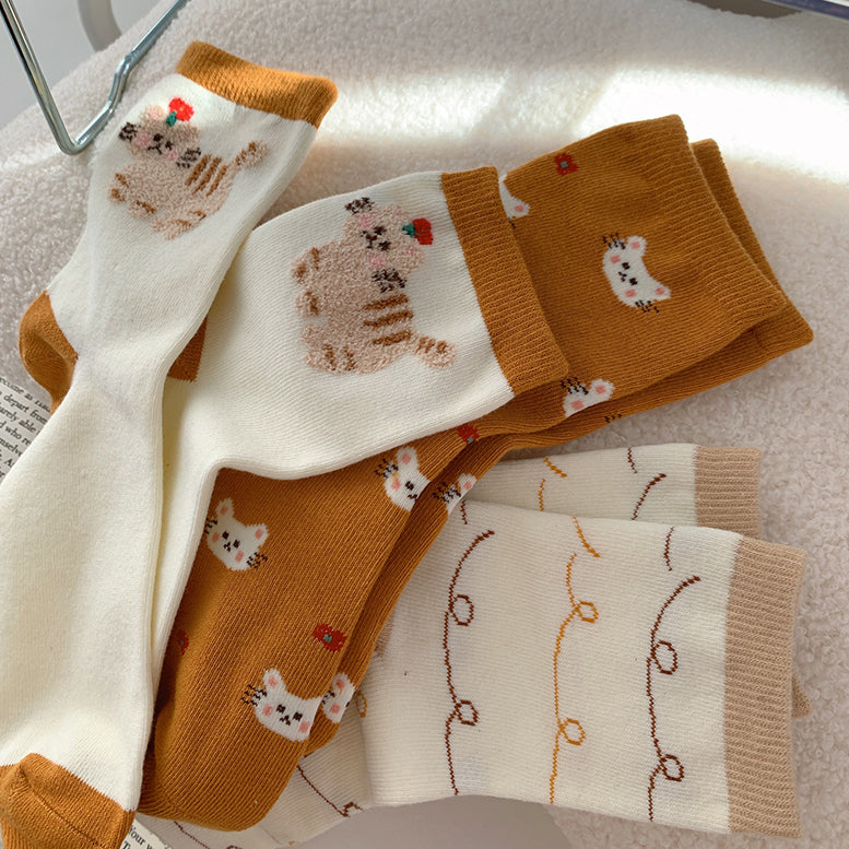 Cat Party Sock Set (Mustard)