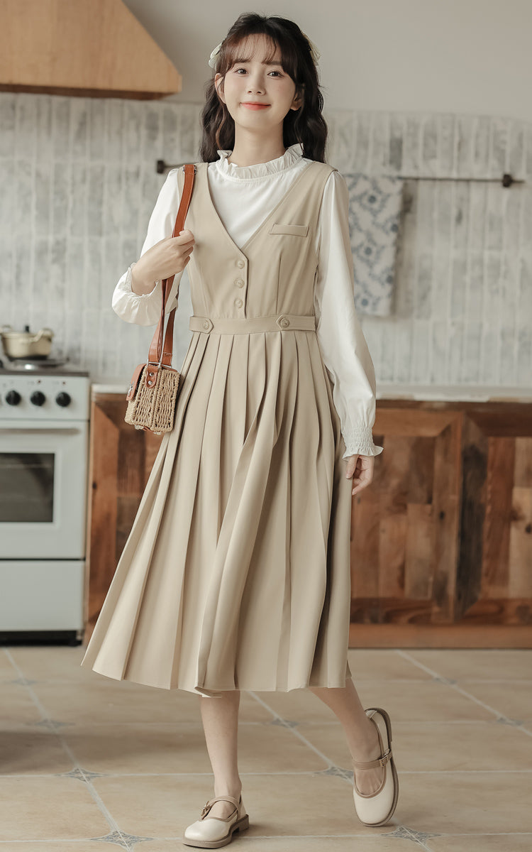 Journalist Midi Pinafore Set (2 Colors)